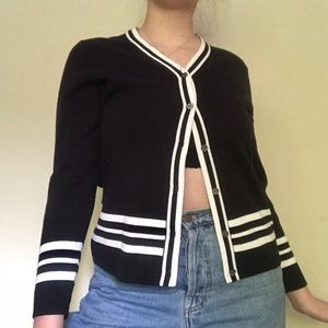 Varsity black and white vintage cardigan